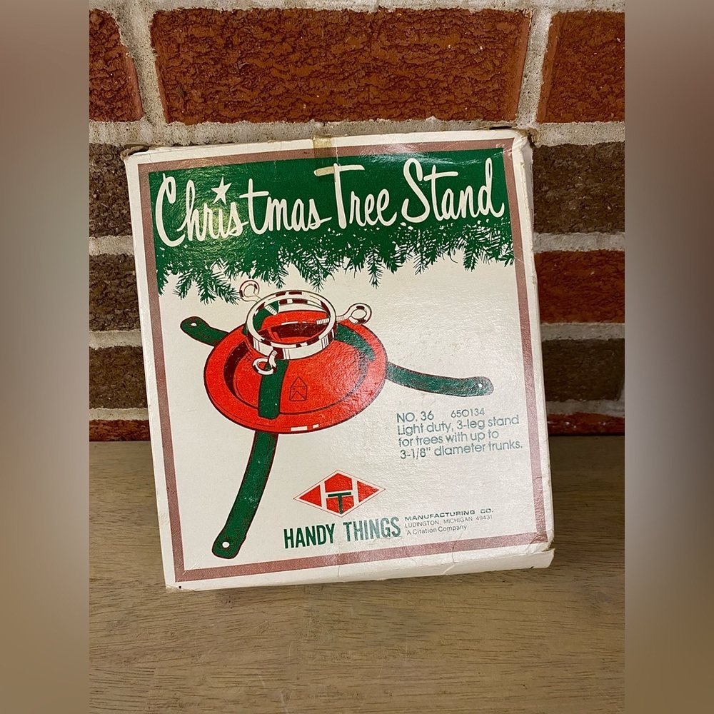 Vintage Handy Things Christmas Tree Stand‎ No. 36 Original Box Trunks To 3-1/8”